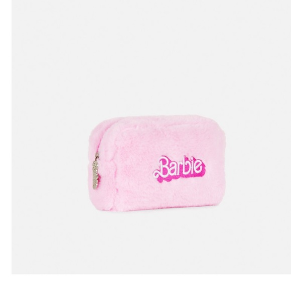 Barbie the movie fuzzy pink makeup bag limited edition - Picture 2 of 10